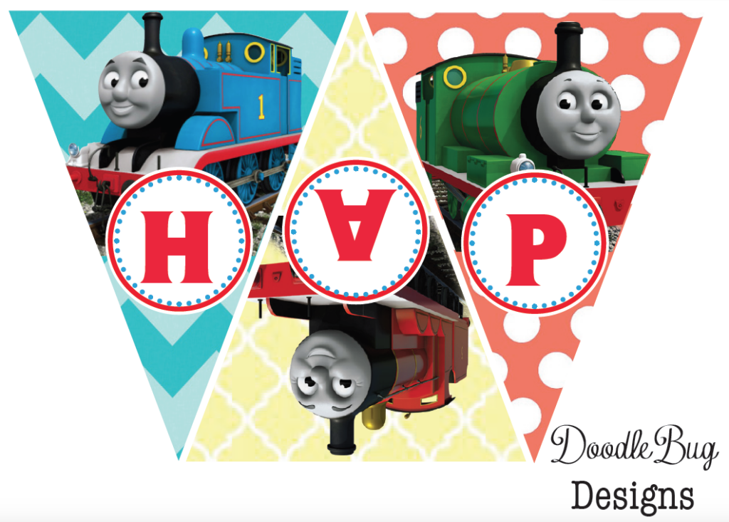 DoodleBug Designs Thomas The Train Birthday Banner Free Printable 