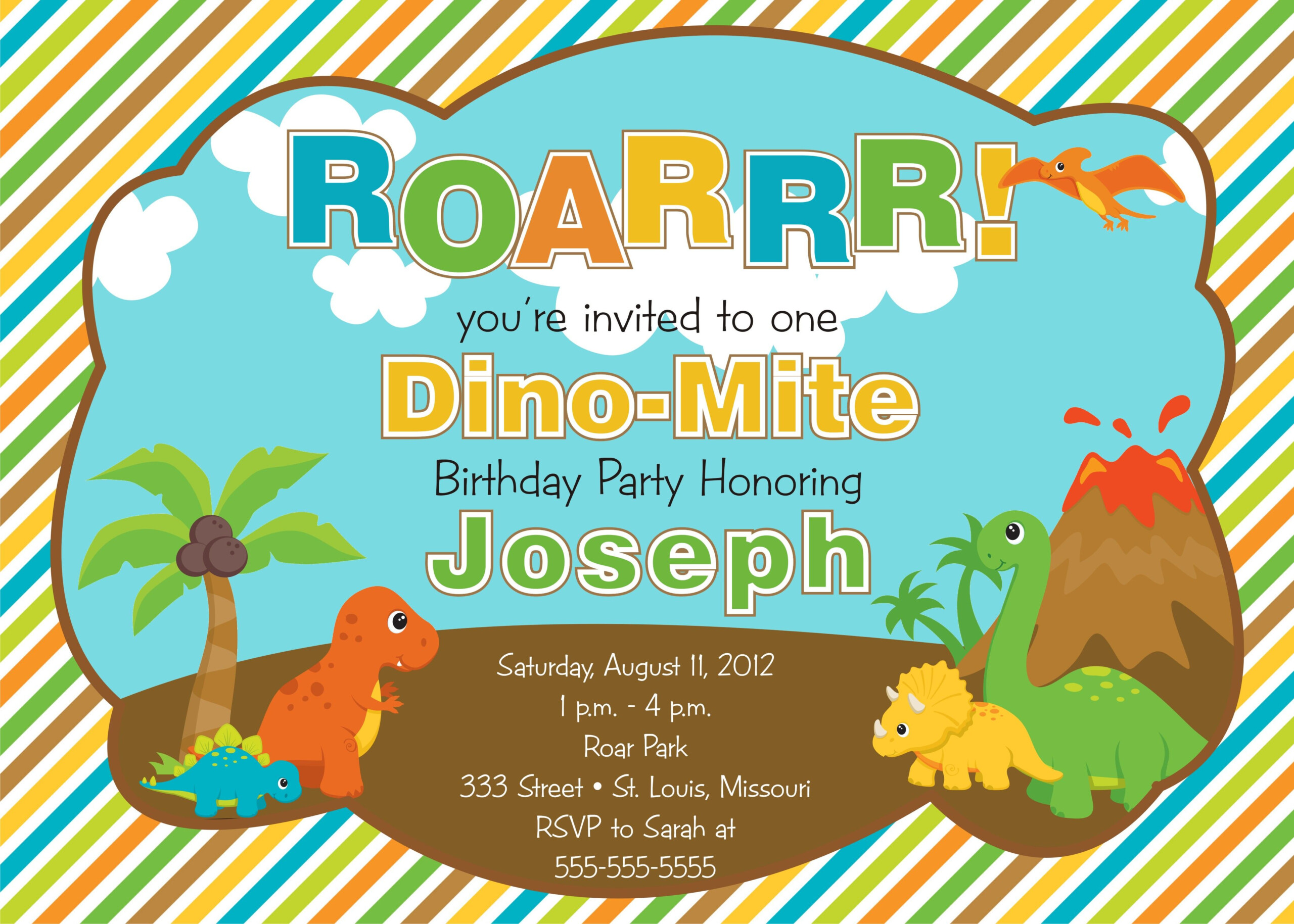 Download FREE Template Free Printable Dinosaur Birthday Invitations