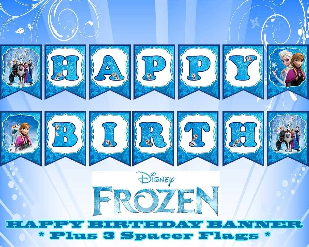 Downloadable Free Printable Frozen Happy Birthday Banner Templates 