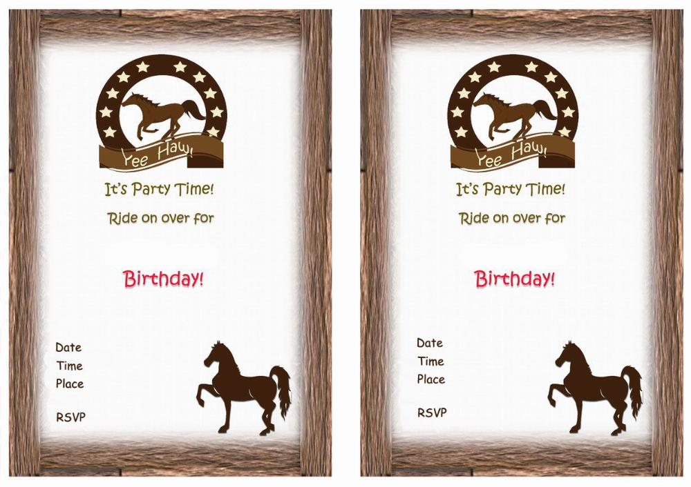 Einladungskarten Kindergeburtstag Pferde Horse Invitations Horse 