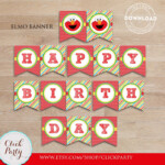 Elmo Birthday Banner Printable Sesame Birthday Party Etsy