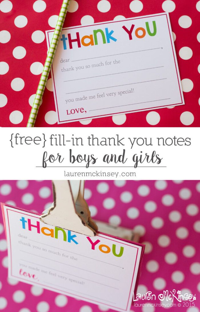 Fill in Printable Thank You Notes For Kids Birthday Thank You Cards 