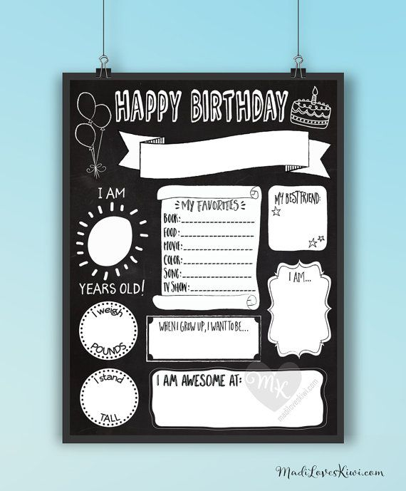 First Birthday Chalkboard Template Free Nisma Info