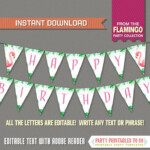 Flamingo Party Banner With Spacers INSTANT DOWNLOAD Etsy Flamingo