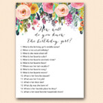 Floral How Well Do You Know The Birthday Girl Magical Printable