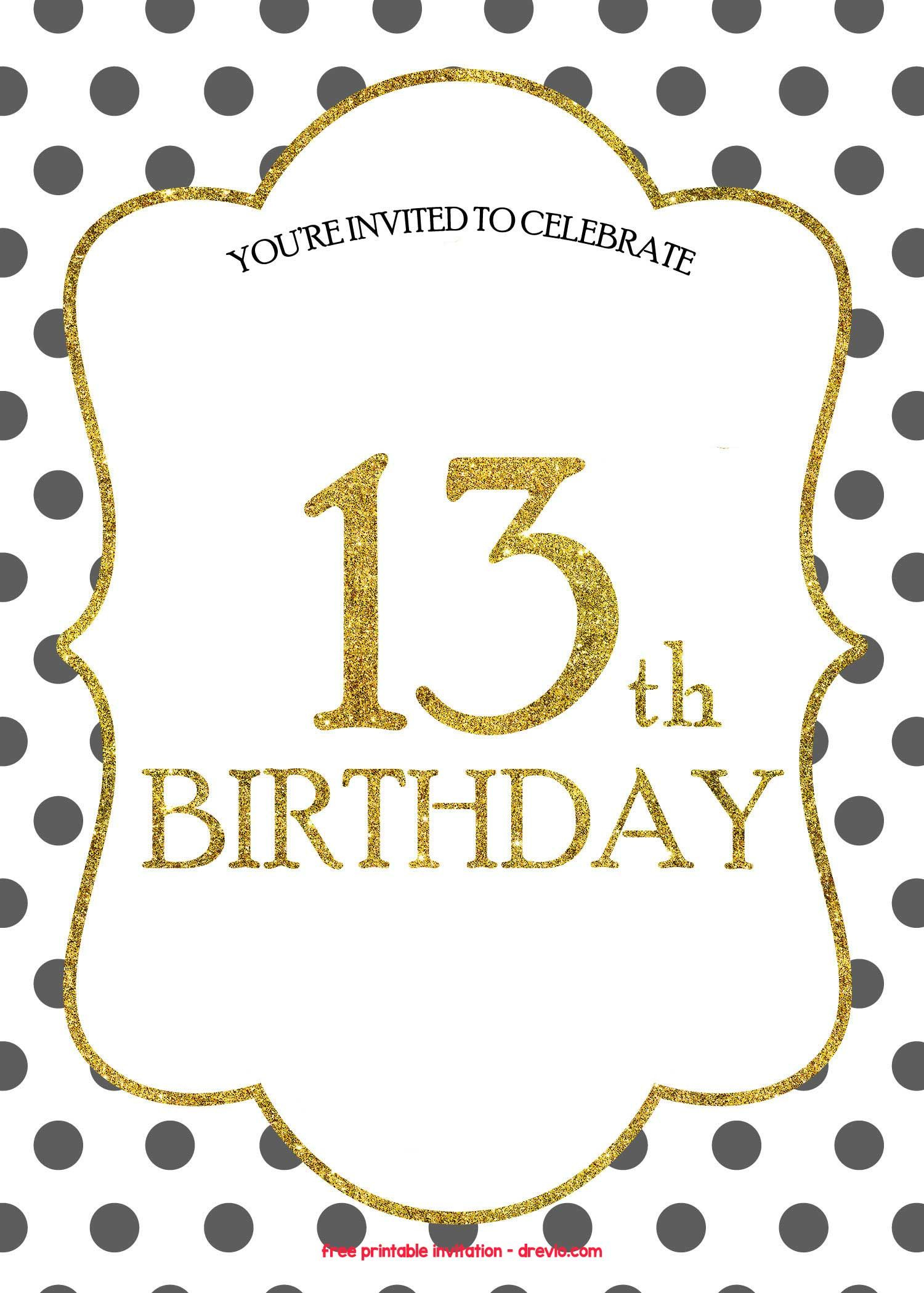 FREE 13th Birthday Invitations Templates 13th Birthday Invitations