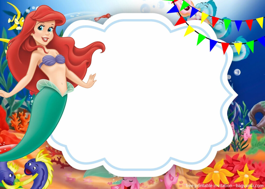 Free Download Ariel The Little Mermaid Invitations Mermaid Birthday 