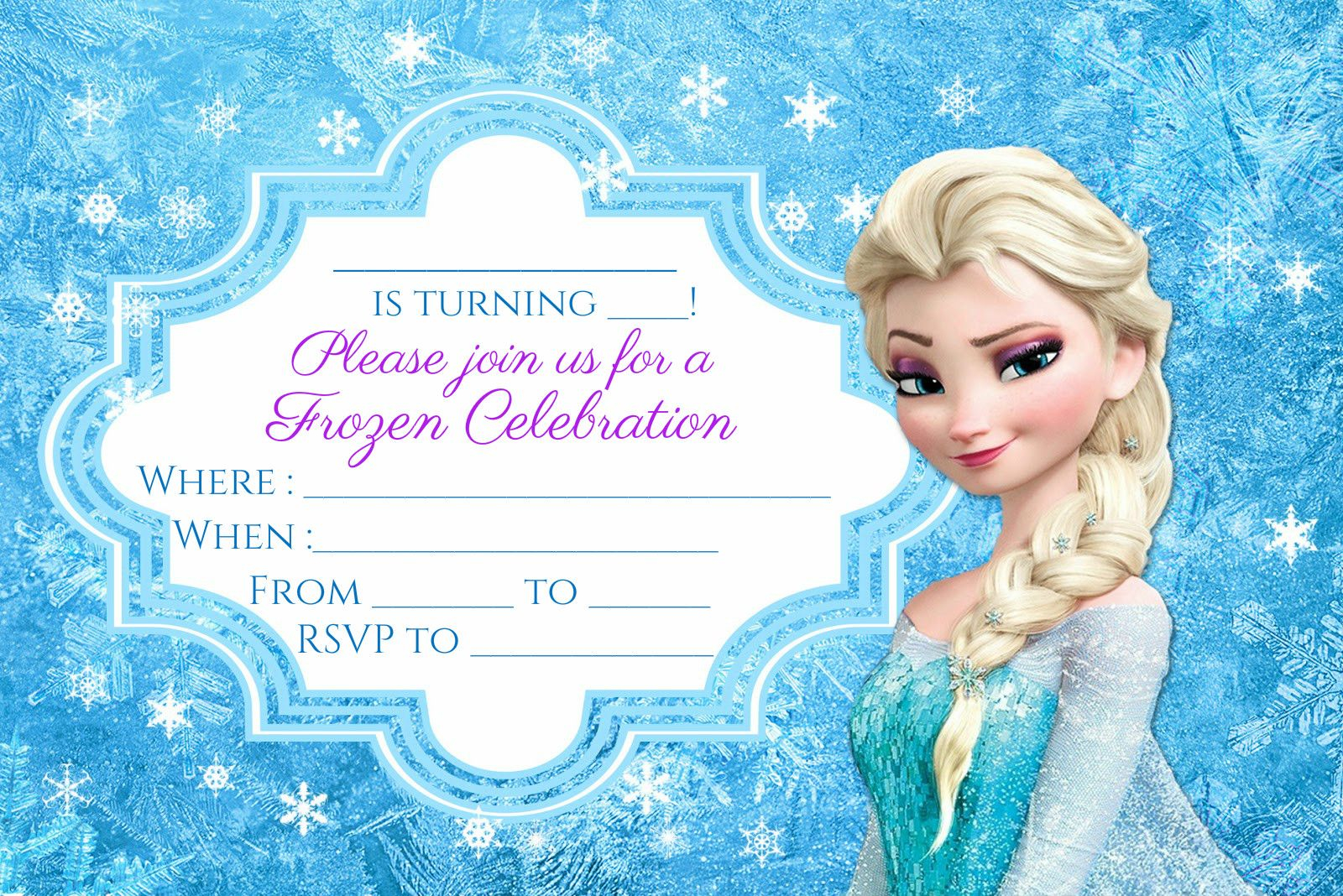 FREE Frozen Party Invitation Instant Download Frozen Birthday