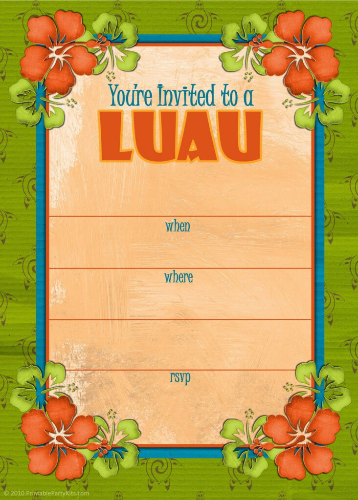 Free Hawaiian Luau Invites Luau Invitations Luau Party Invitations 