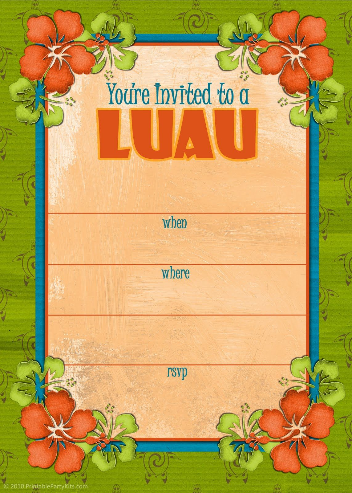 Free Hawaiian Luau Invites Luau Invitations Luau Party Invitations 