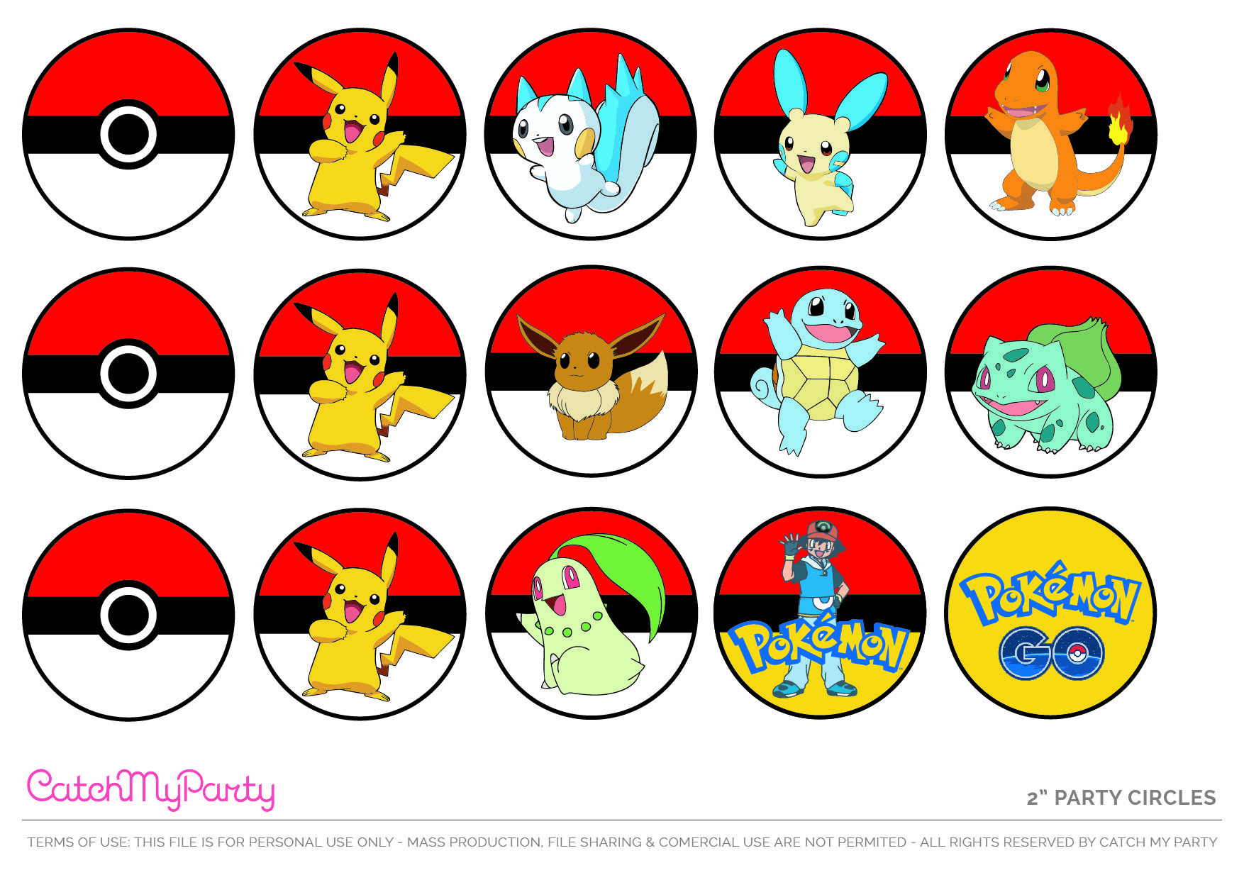 Free Pokemon Party Printable Cupcake Toppers CatchMyParty