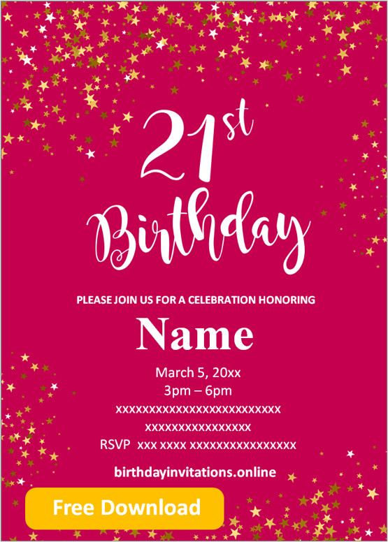 FREE Printable 21st Birthday Invitations Templates Party Invitation 