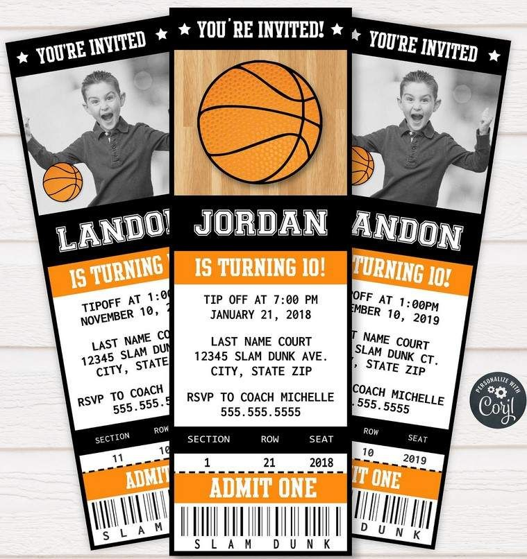 FREE Printable Basketball Ticket Invitation Template Basketball 