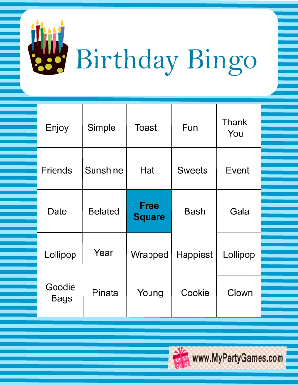 Free Printable Birthday Bingo Game In Blue Color In 2022 Birthday 