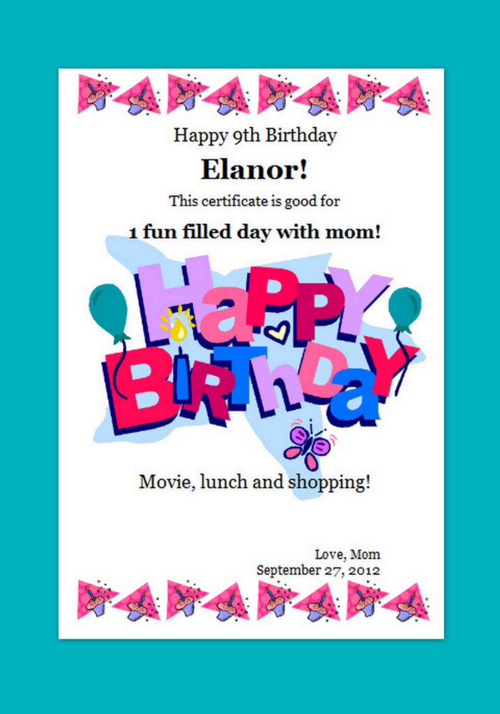 Free Printable Birthday Certificates or Other Special Event Http 