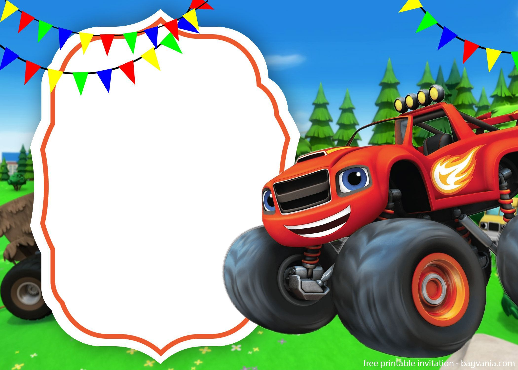 FREE Printable Blaze Truck Invitation Template Monster Truck Birthday 