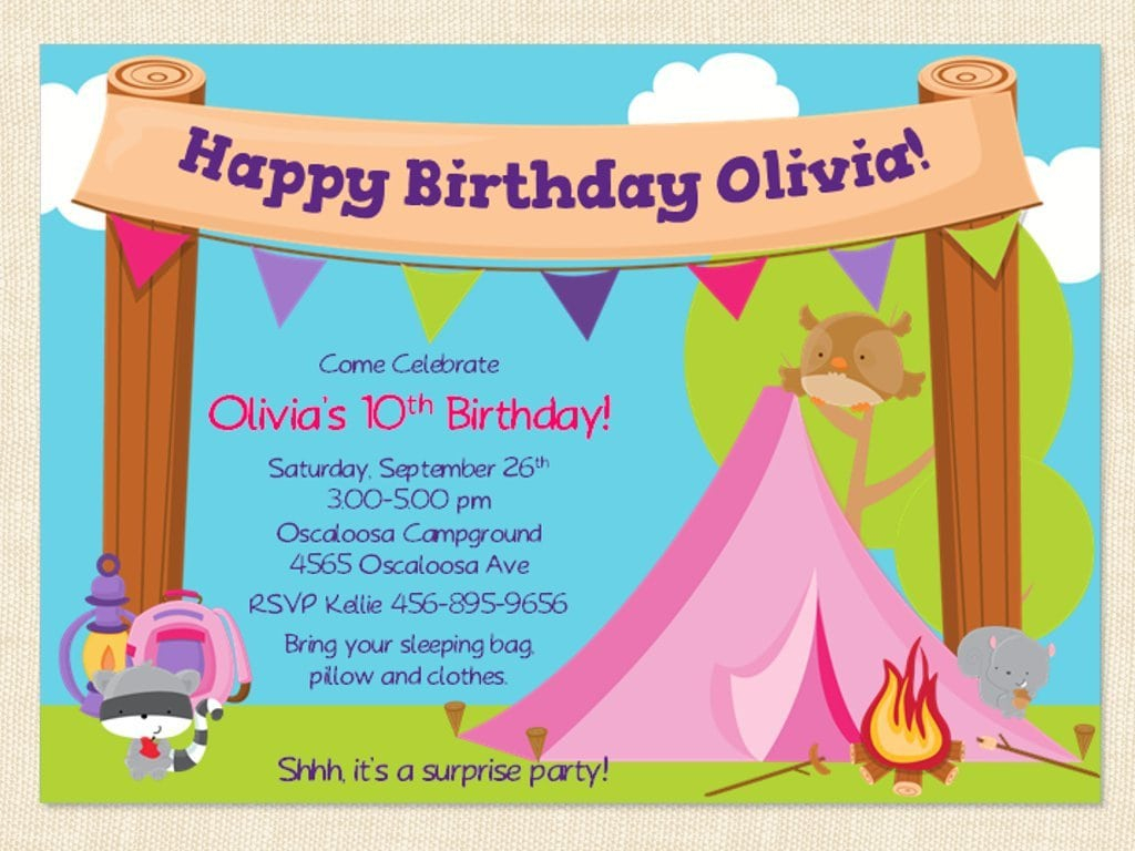 Free Printable Camping Birthday Invitation Template