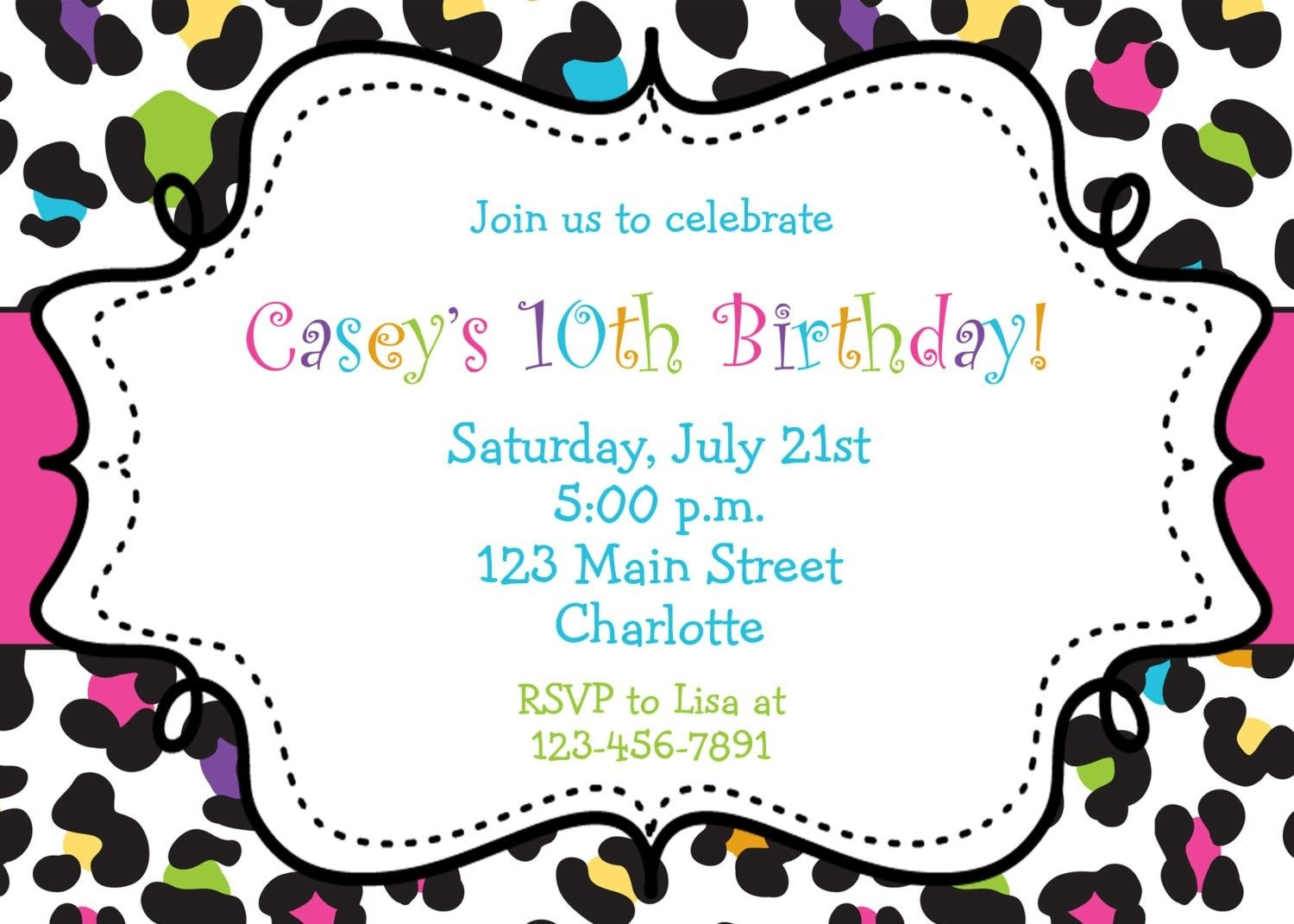 Free Printable Cheetah Birthday Invitations Free Printable