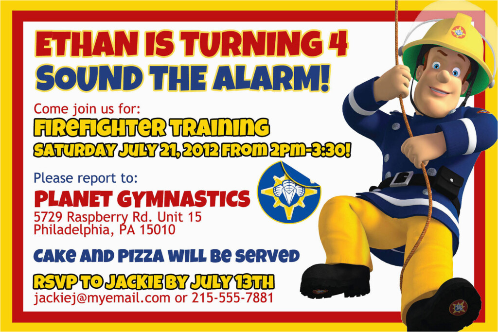 Free Printable Fireman Sam Birthday Invitations BirthdayBuzz