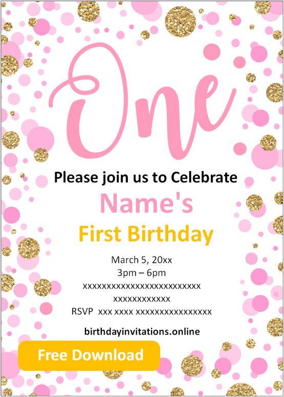 Free Printable First Birthday Invitation Templates FREE PRINTABLE 