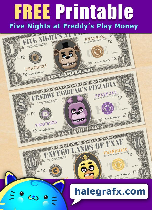 FREE Printable Five Nights At Freddy s Play Money Five Nights At 