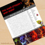 FREE Printable Five Nights At Freddy s Word Search Five Night Free