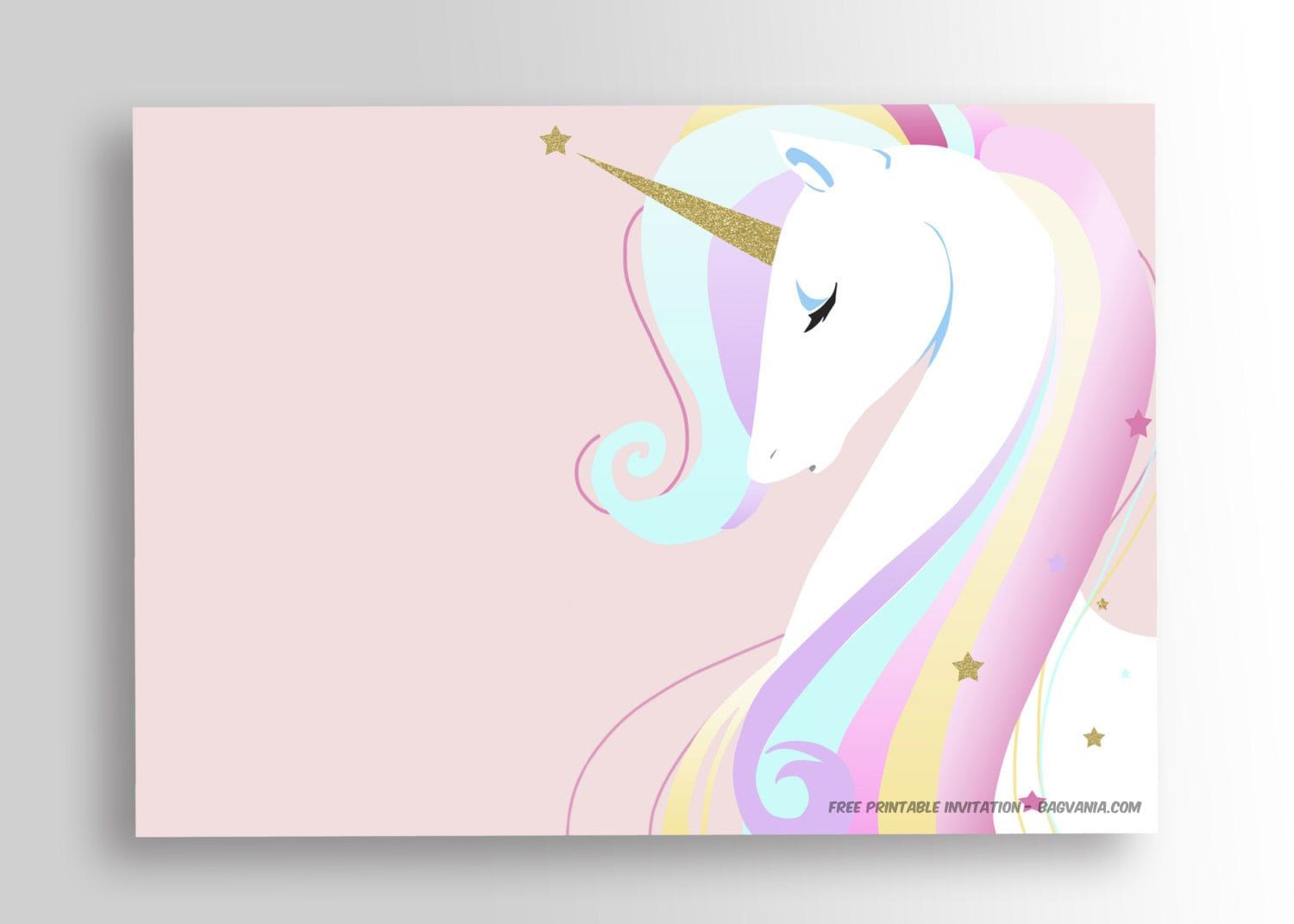 Free Printable Golden Unicorn Birthday Invitation Template Printable 