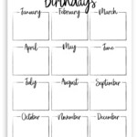 Free Printable Keep Track Of All Your Friends And Family Birthdays