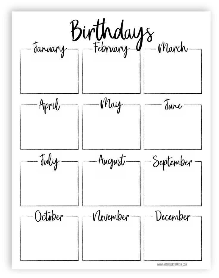 Free Printable Keep Track Of All Your Friends And Family Birthdays 