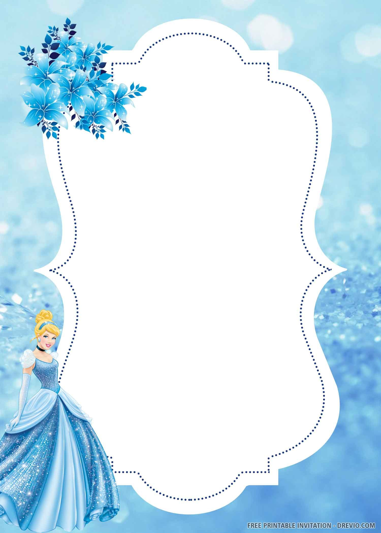  FREE PRINTABLE Lovely Cinderella Birthday Invitation Templates 