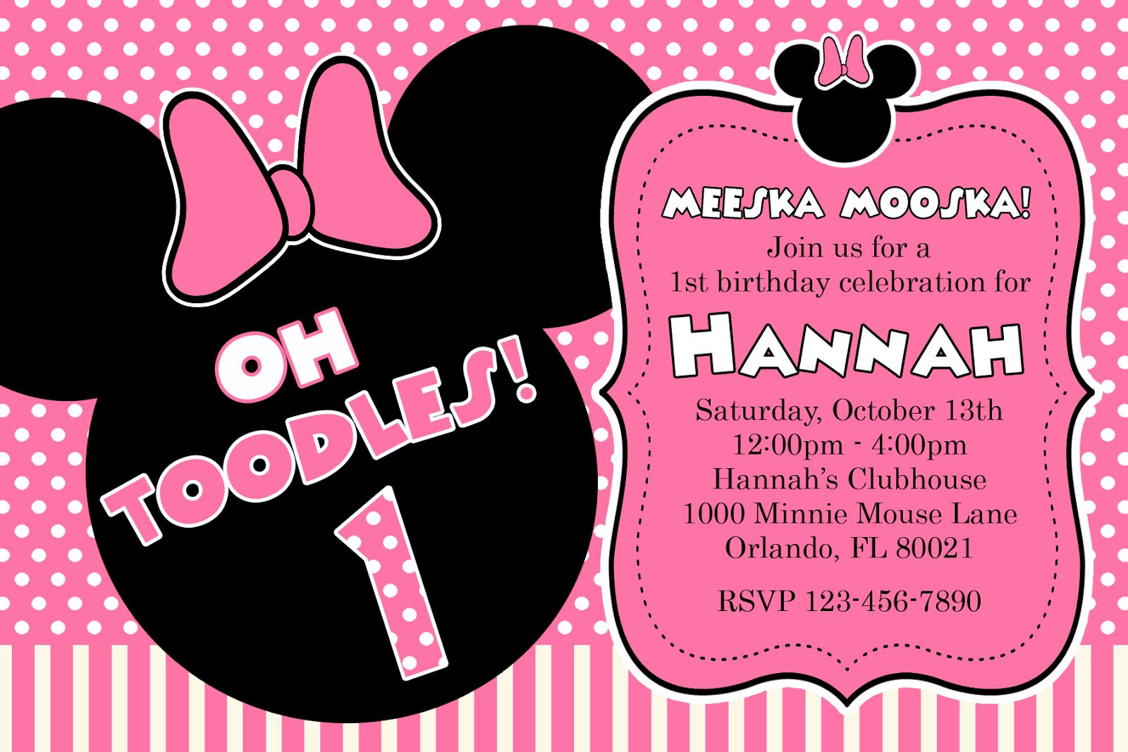 Free Printable Minnie Mouse 1st Birthday Invitations Dolanpedia