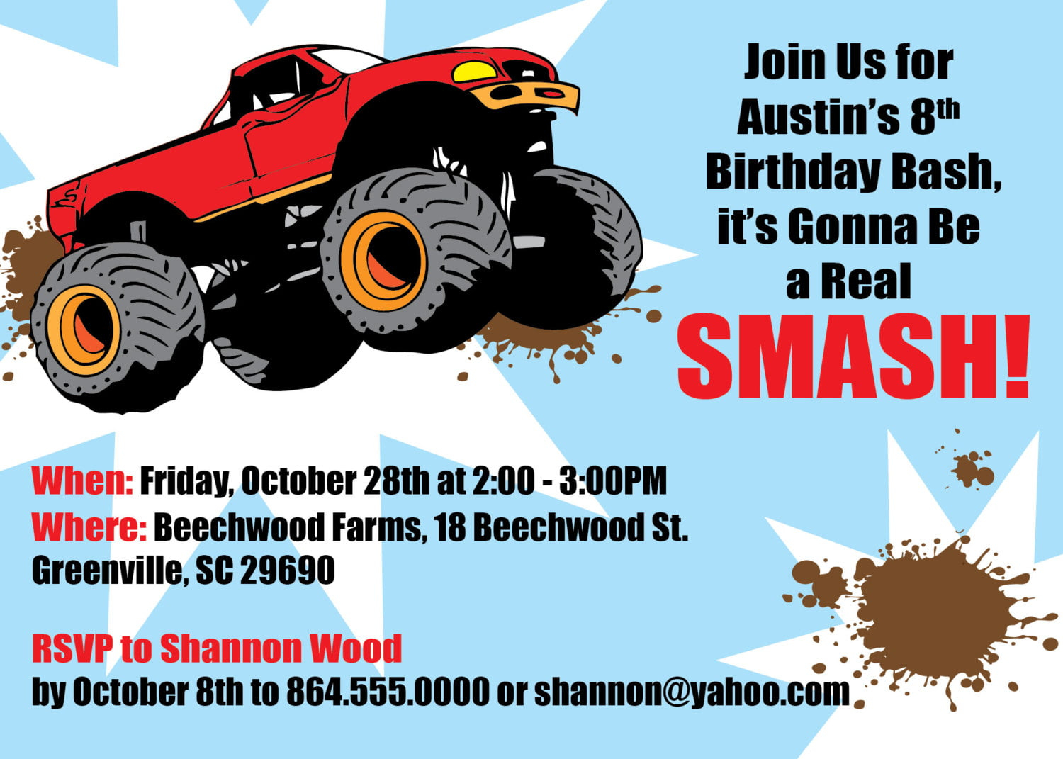 Free Printable Monster Truck Birthday InvitationsFREE PRINTABLE 