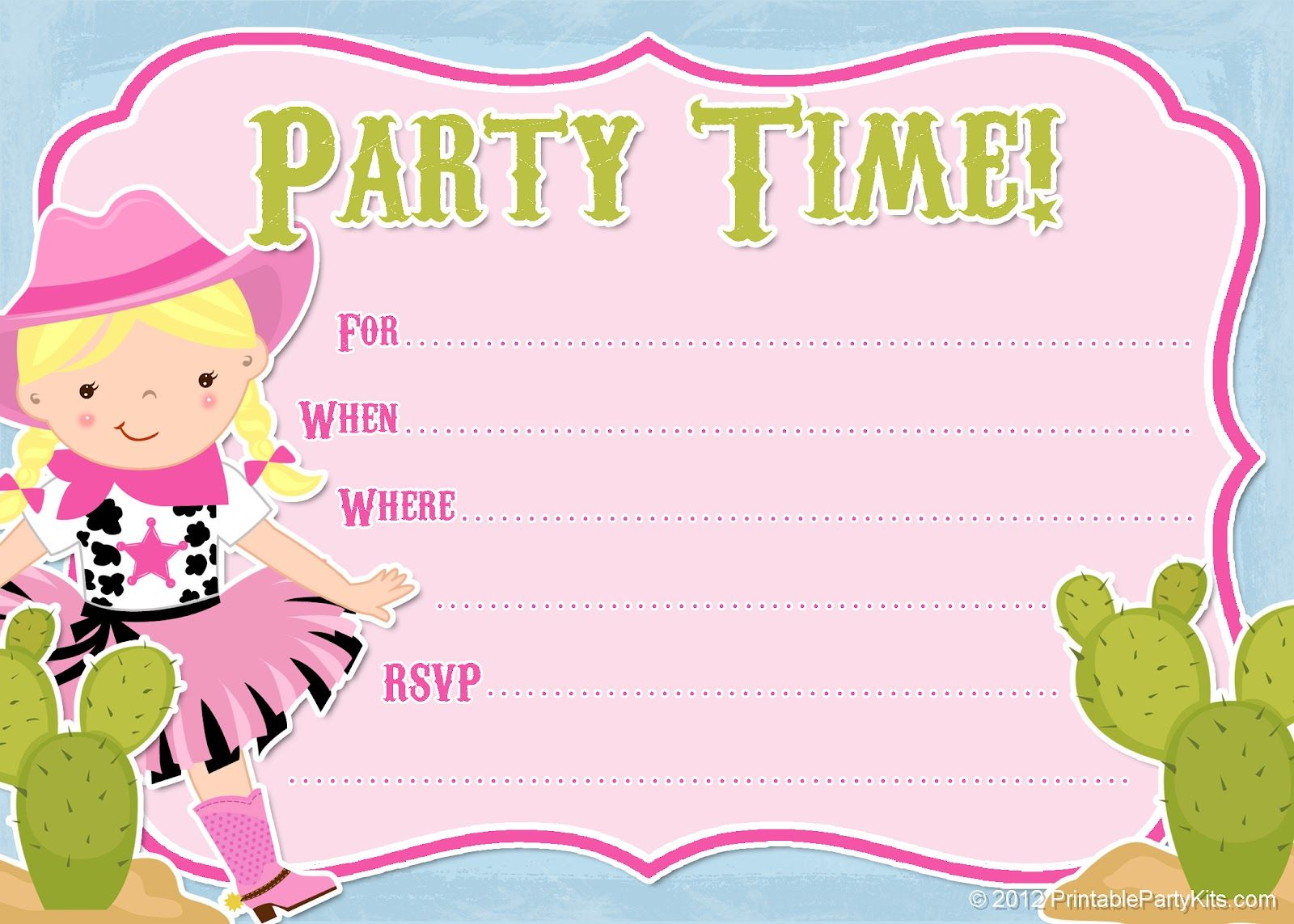 Free Printable Party Invitations Free Cowgirl Invitations Birthday