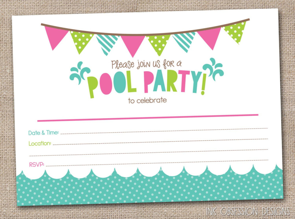 Free Printable Pool Party Birthday Invitations Backyard Design Ideas