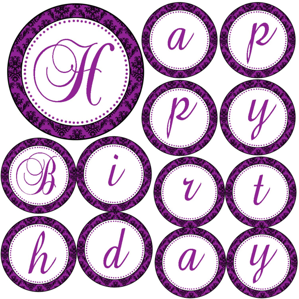 Free Printable Purple Happy Birthday Banner Printable Templates