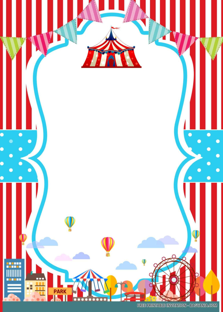  FREE PRINTABLE Stripes Circus Birthday Invitation Templates 