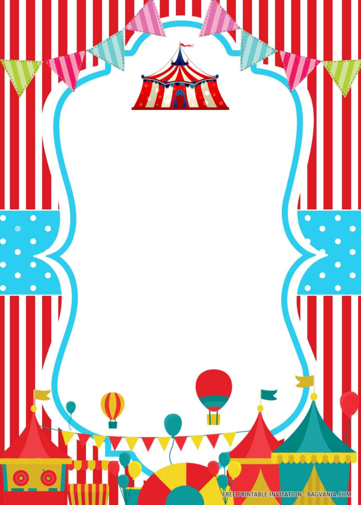  FREE PRINTABLE Stripes Circus Birthday Invitation Templates 