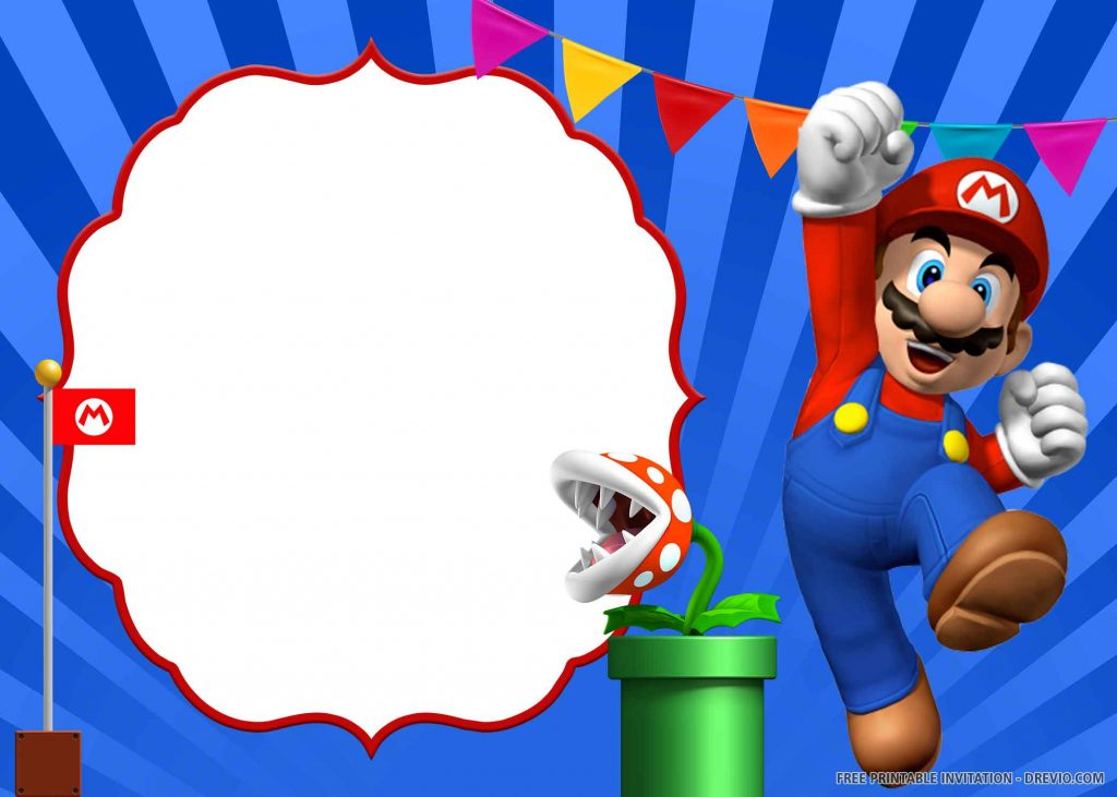  FREE PRINTABLE Super Mario Birthday Invitation Templates DREVIO