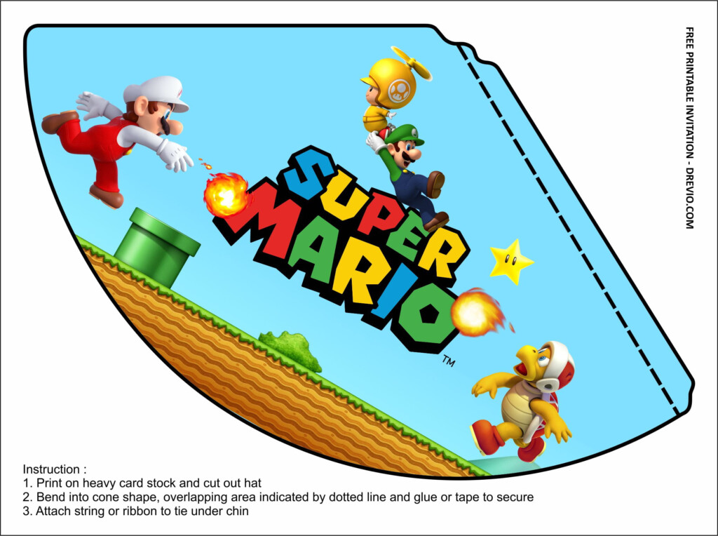  FREE PRINTABLE Super Mario Themed Birthday Party Kits Template DREVIO