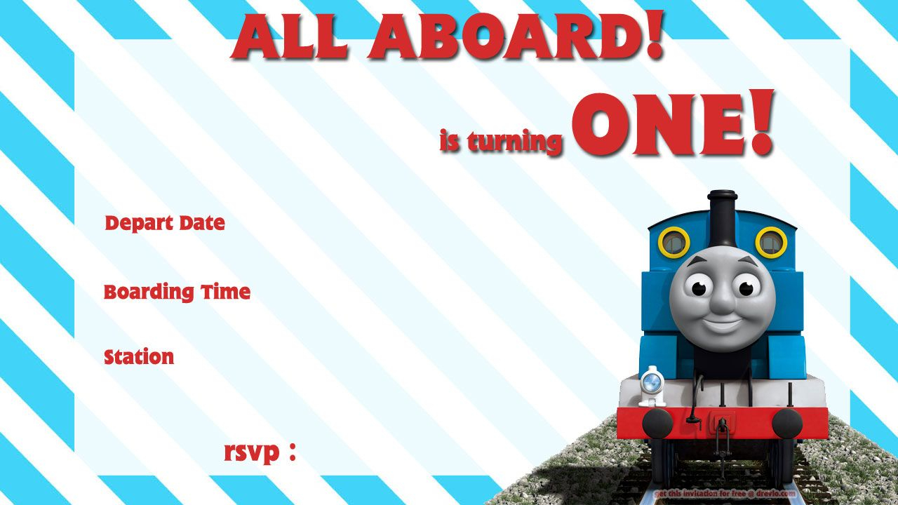 Free Printable Thomas The Train 1st Birthday Invitation Train 