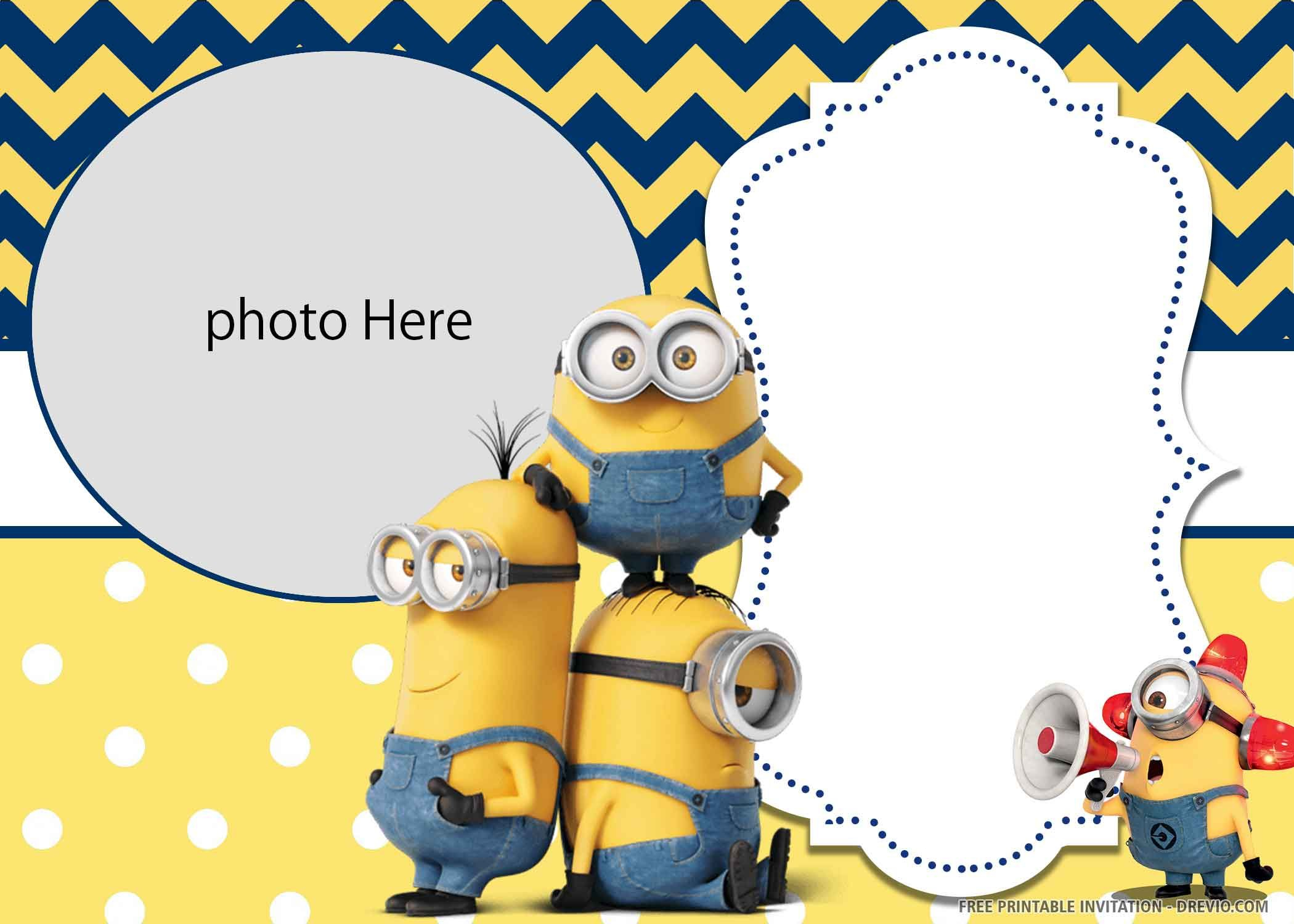 FREE PRINTABLE Yellow Minions Birthday Invitation Templates