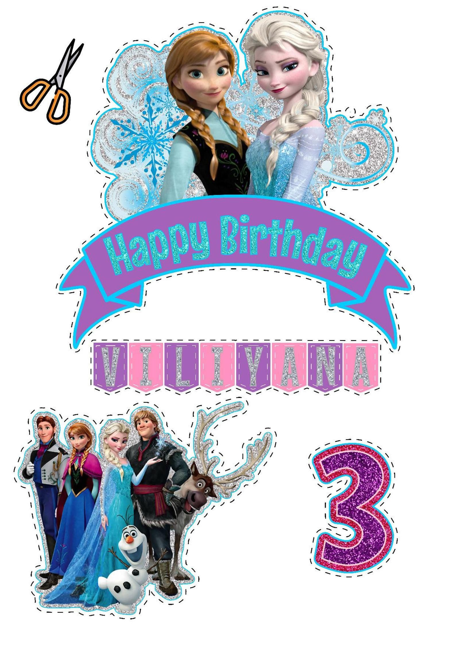 Frozen Cake Topper Digital And Printed Banderin De Frozen Ana And 