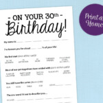 Funny 30th Birthday Party Game Card Printable PDF Milestone Etsy