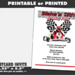 Go Kart Racer Party Invitation Printable With Printed Option