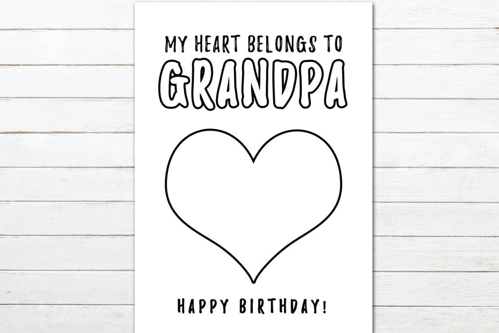 Grandpa Birthday Card Coloring Card For Grandfather Printable Card 