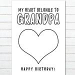 Grandpa Birthday Card Coloring Card For Grandfather Printable Card