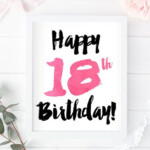 Happy 18th Birthday Print Printable Card Sign Greeting Gift