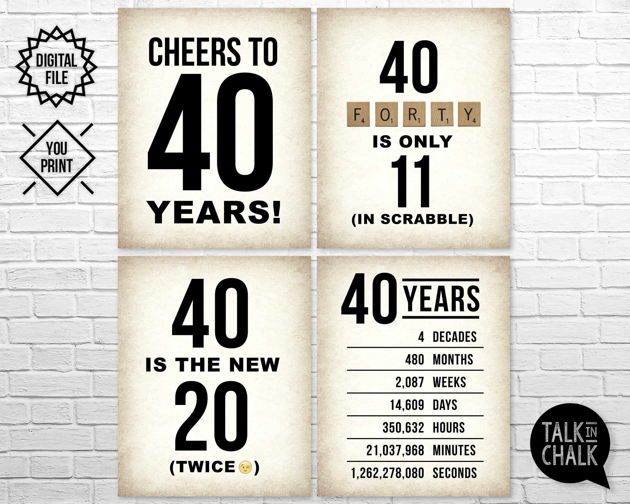 Happy 40Th Birthday Printable Signs Free Printable 40th Birthday 