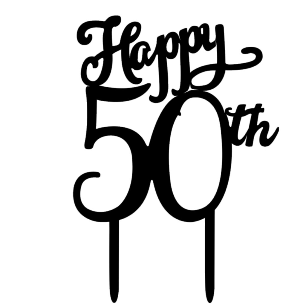 Happy 50th Birthday Cake Topper Acrylic 50th Cake Decoration in Party 