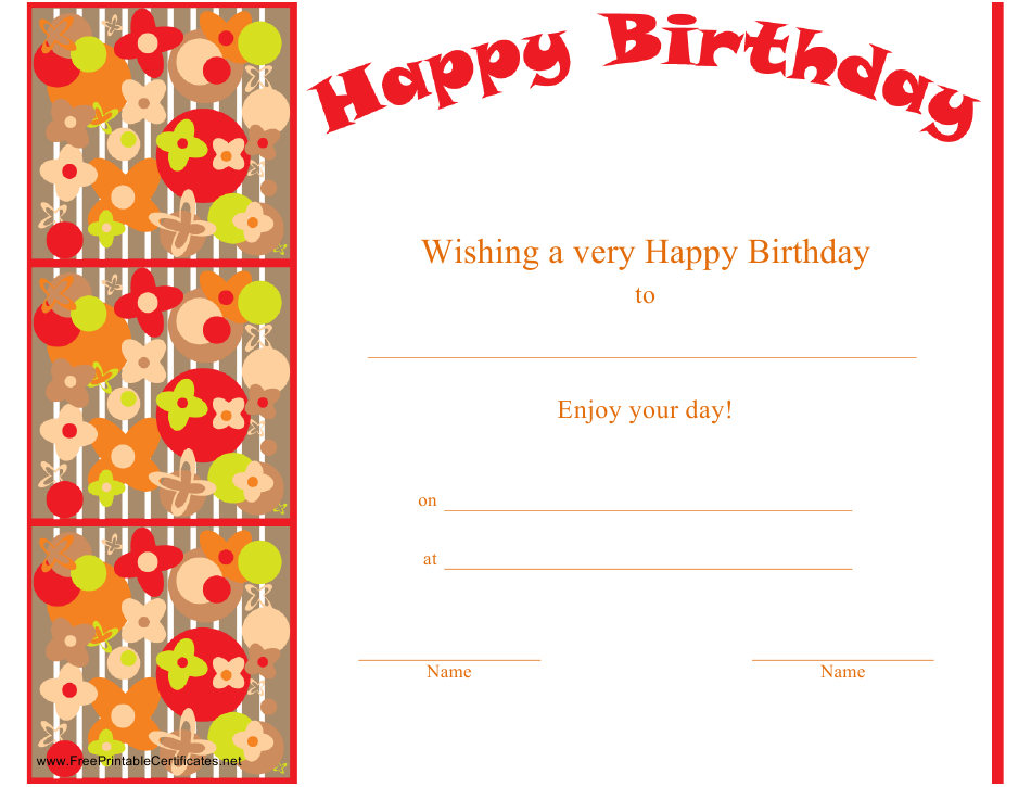 Happy Birthday Certificate Template Download Printable PDF Templateroller